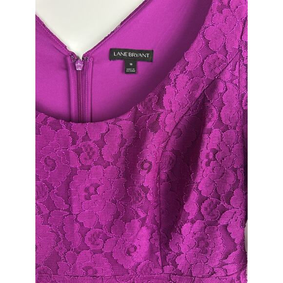 Lane Bryant Floral Lace Fit & Flare Dress A-Line Magenta Overlay Plus Size 18 - Picture 7 of 14